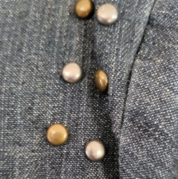 Harley Davidson Logo Embroidered Studded Denim Shirt Pearl Snap Roll Tab Sleeve - Picture 10 of 12